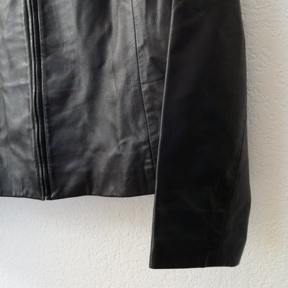 Bagatelle Black Leather Jacket Size Large Full Zip - Picture 7 of 14